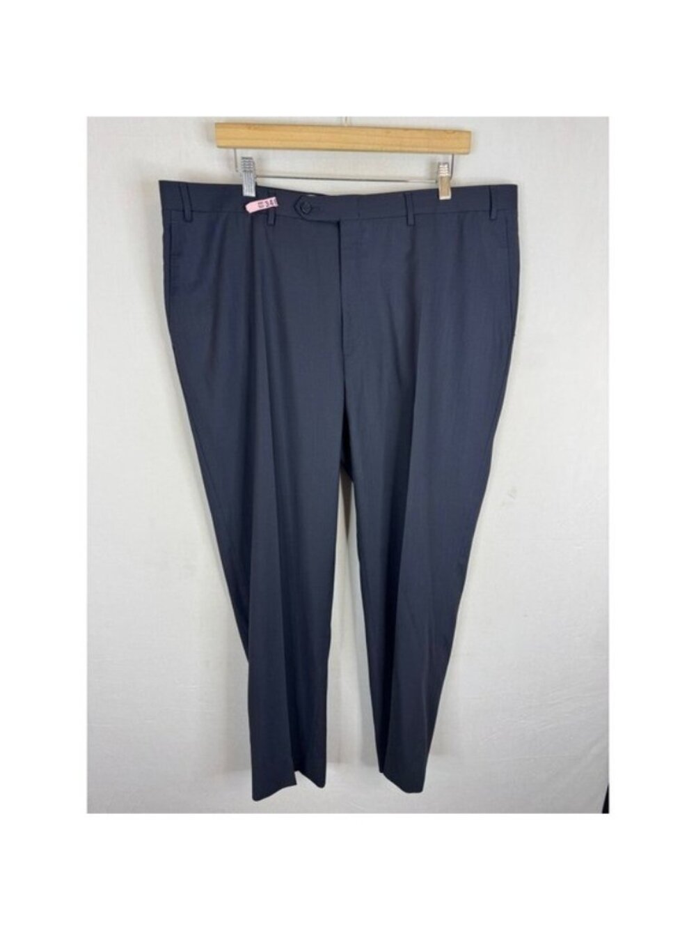 Canali Mens Black 100% Wool Flat Front Dress Pants 40x31 Made in Italy